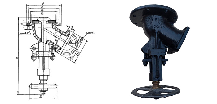 Вентиль 15ч47эм запорный угловой нижнего спуска эмалированный