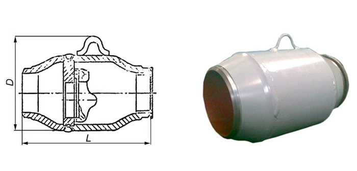 Клапан обратный 19с38нж стальной поворотный под приварку