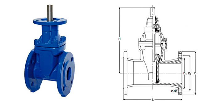 Задвижка чугунная 30ч539р, 30ч939р с обрезиненным клином под электропривод