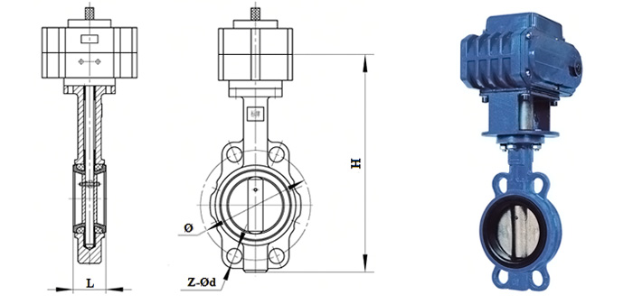 Butterfly valve with galvanized disc and electric actuator